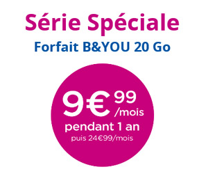 actualité Offre Spéciale Bouygues Telecom, forfait B&YOU 24/24 20Go à 9,99€