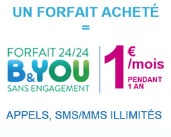 actualité Promo Bouygues Telecom avec le forfait B&YOU 24/24 à 1€