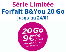 actualité Forfait série limitée B&You 20Go internet pour 9,99€