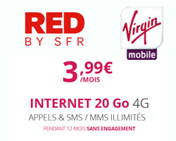 actualité Red by SFR et Virgin Mobile propose un forfait à 20 Go pour 3,99€ par mois
