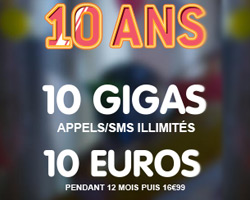 actualité Forfait anniversaire Nrj Mobile 10 ans avec 10 Gigas pour 10€